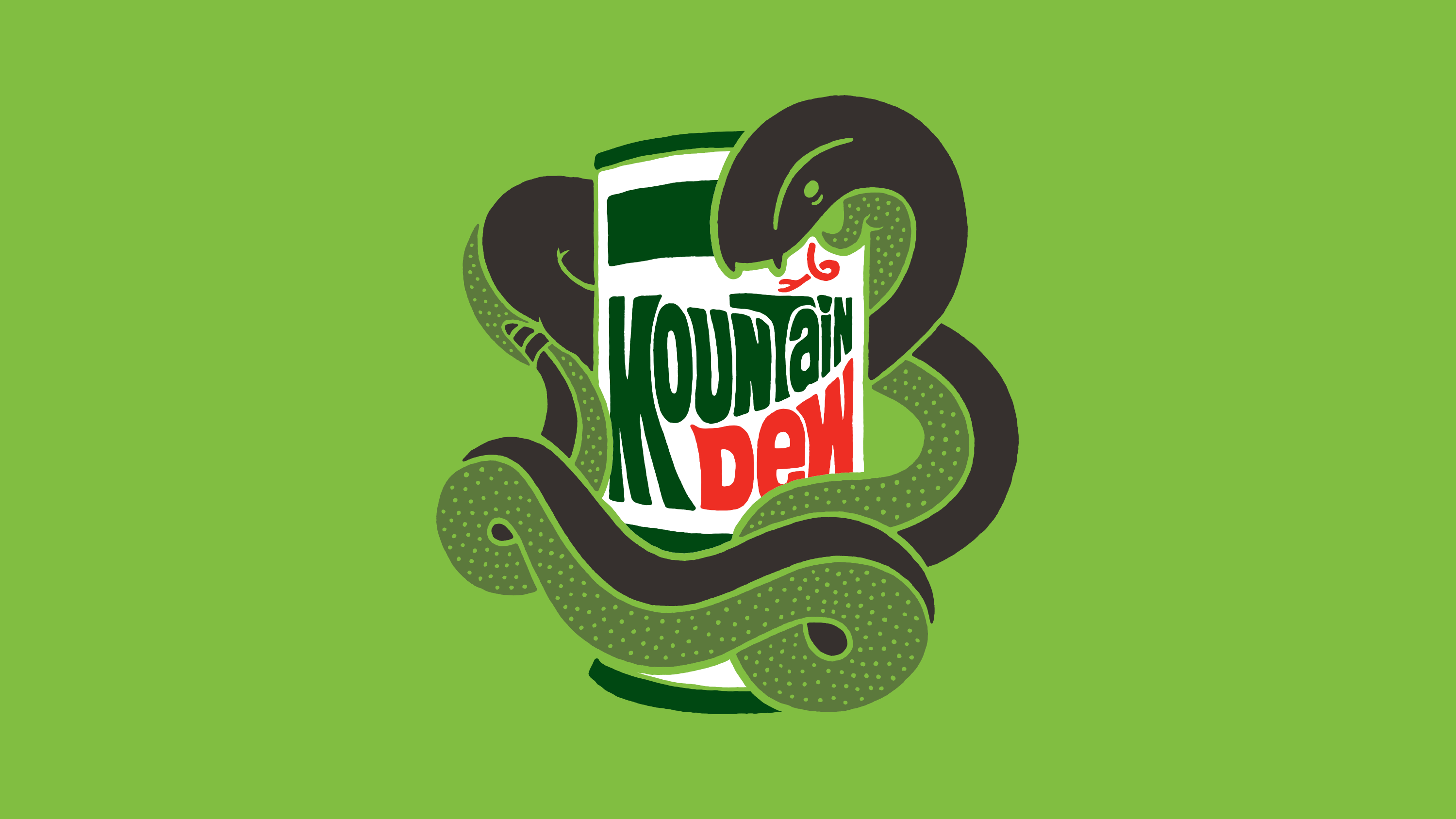 Image of design created for Mountain Dew depicting a can and snake