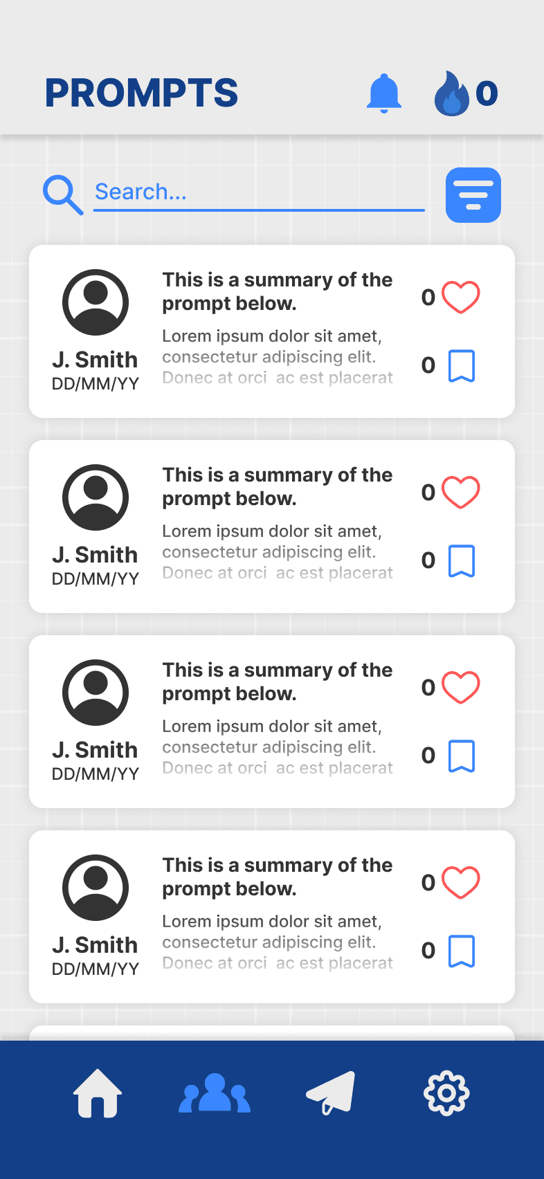 The search page for the FlowBuilder app
