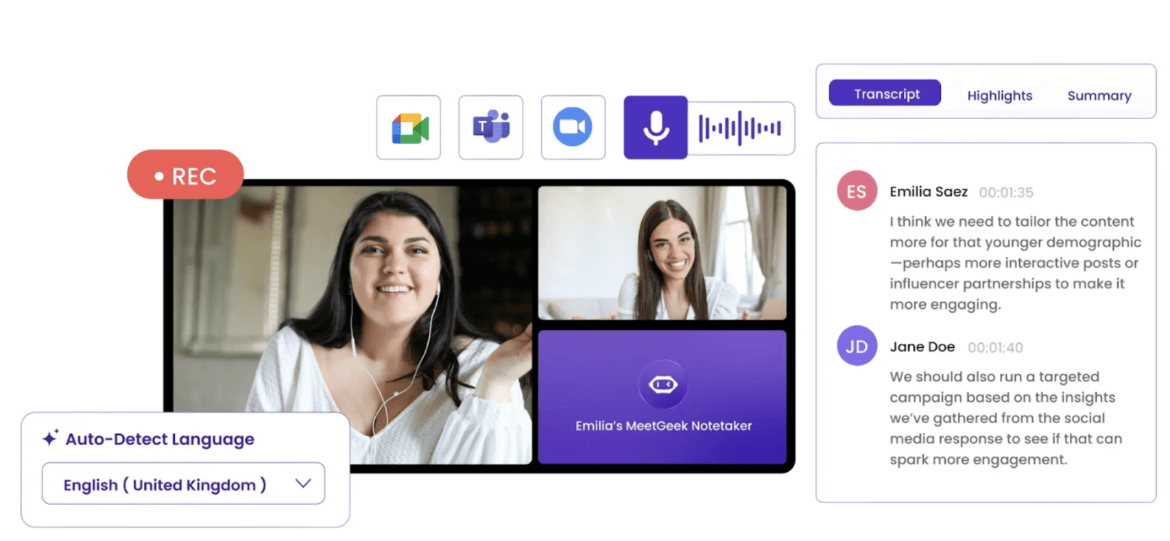 MeetGeek tool screenshot