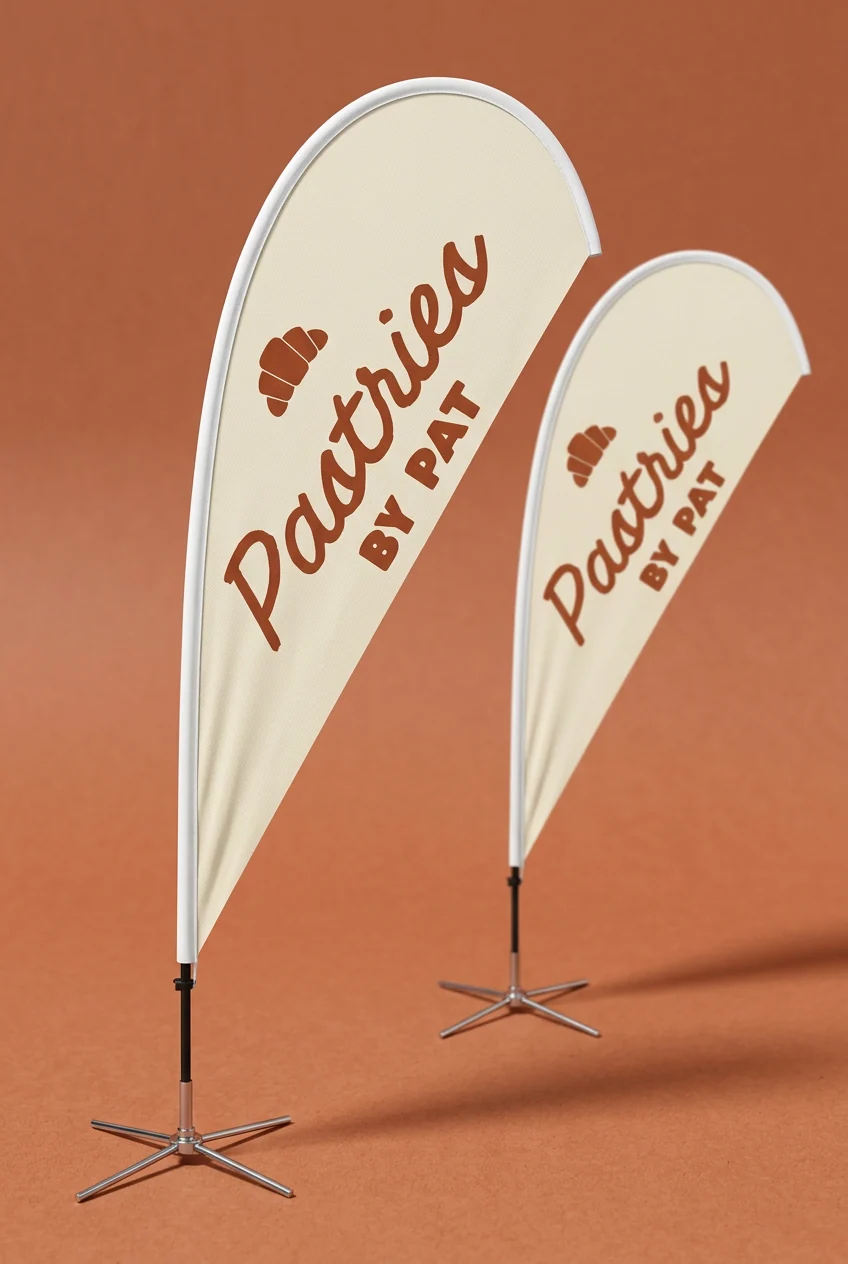 Teardrop banners, branded product shot