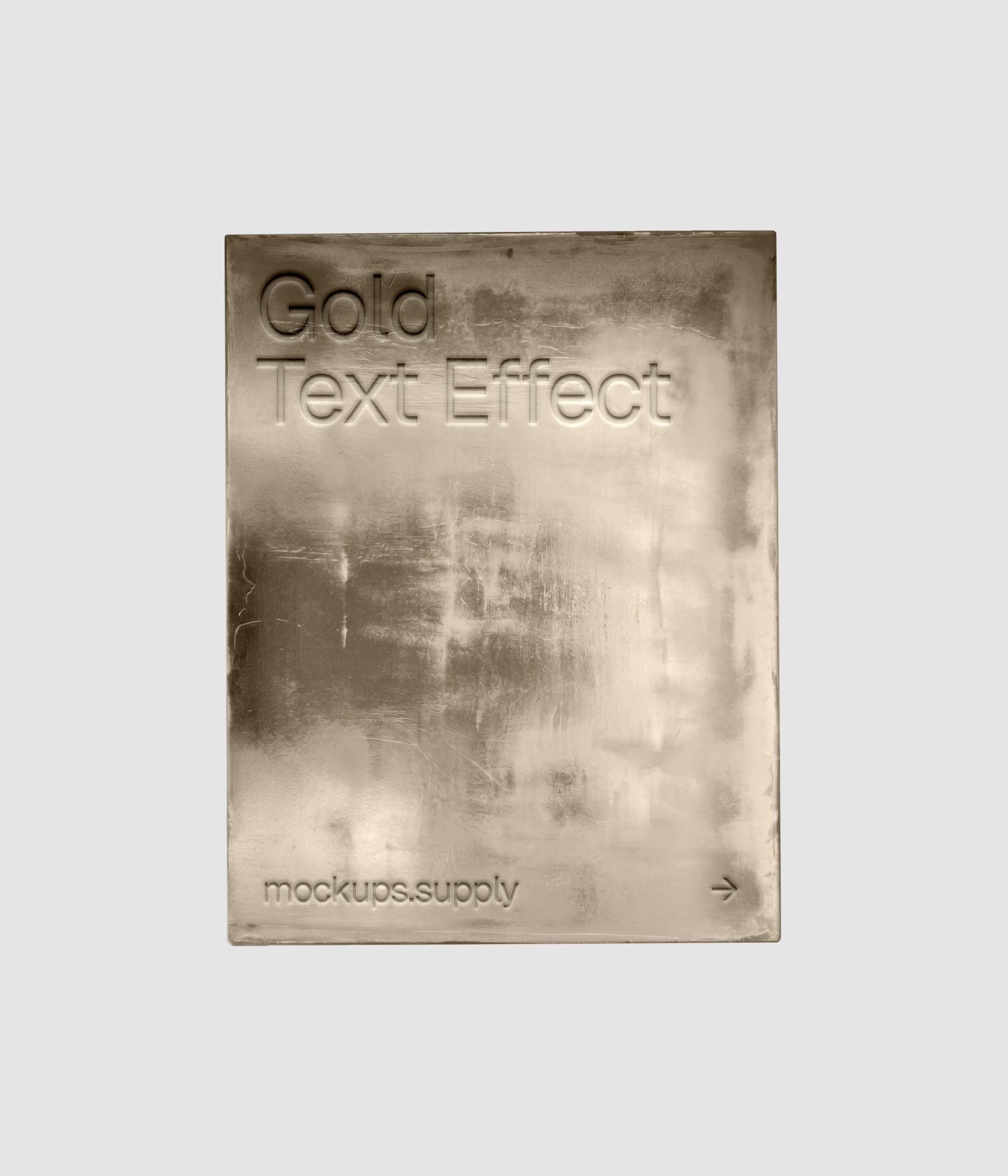 Download gold text effect with glossy metallic reflections on Mockups Supply