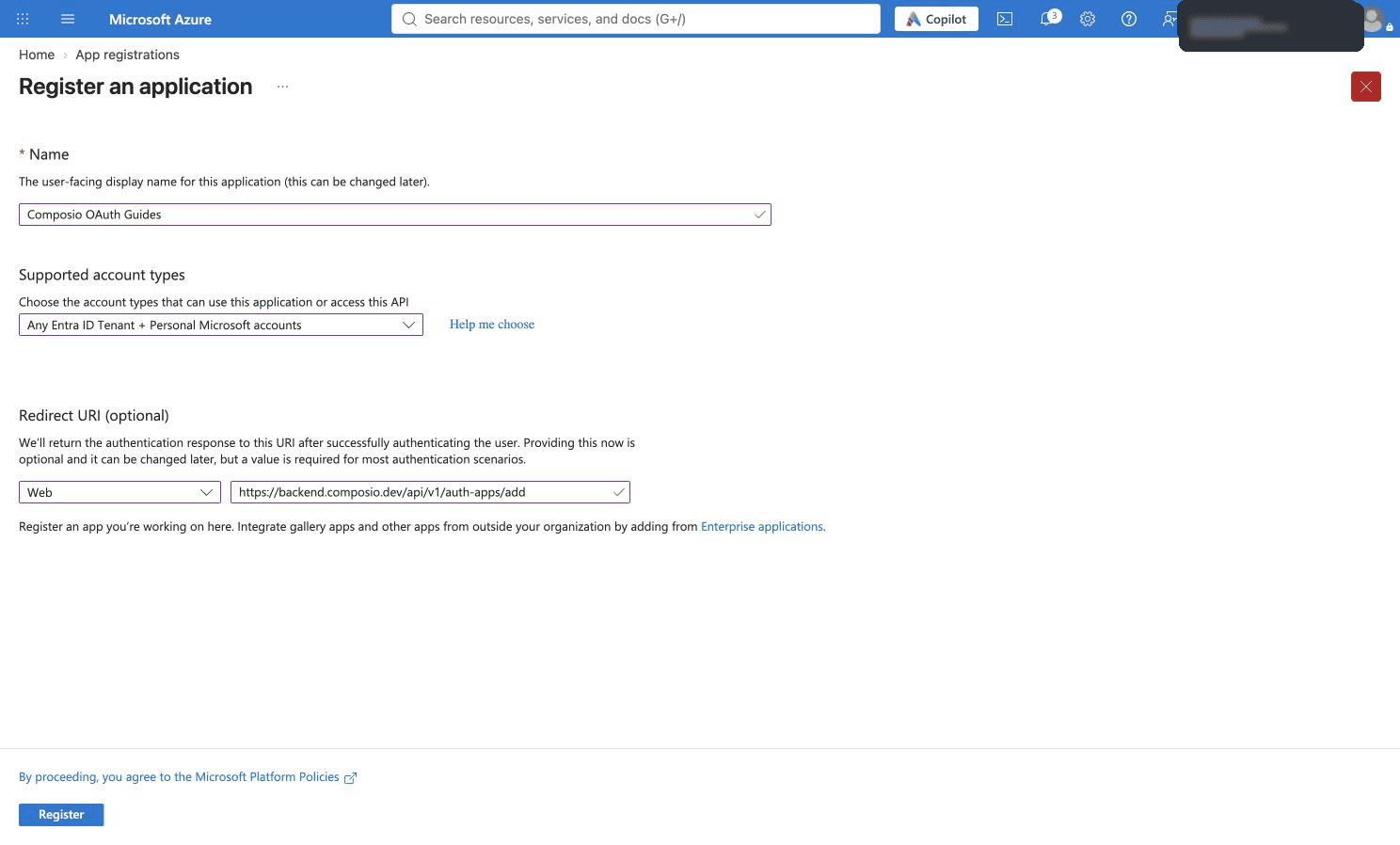 Microsoft app registration with Web and the original v1 redirect