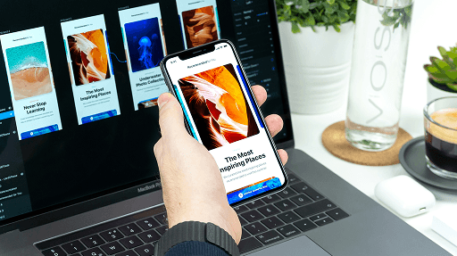 Abstract illustration of a network of connected icons