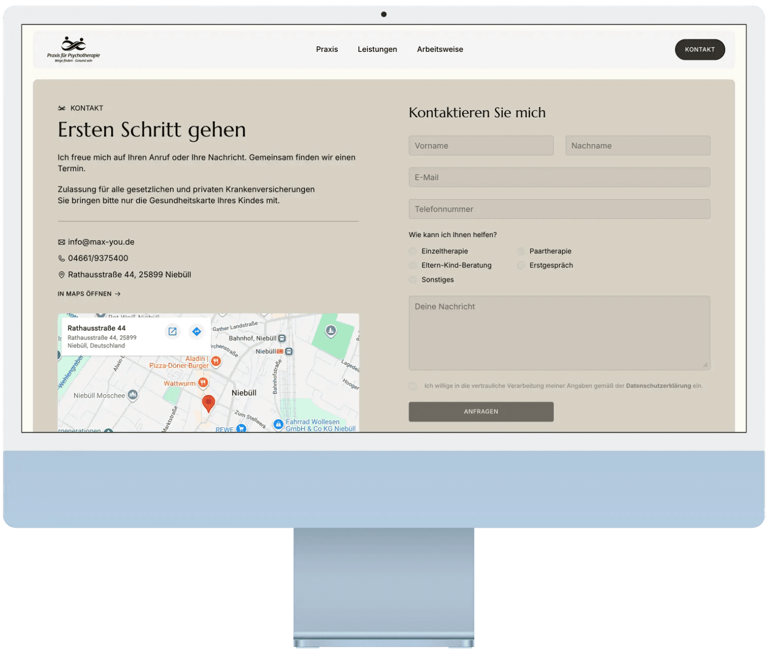 Kontaktformular von der Max-You Website