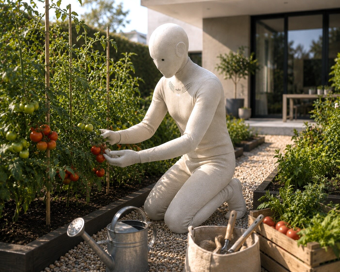 Robot is harvesting tomatos