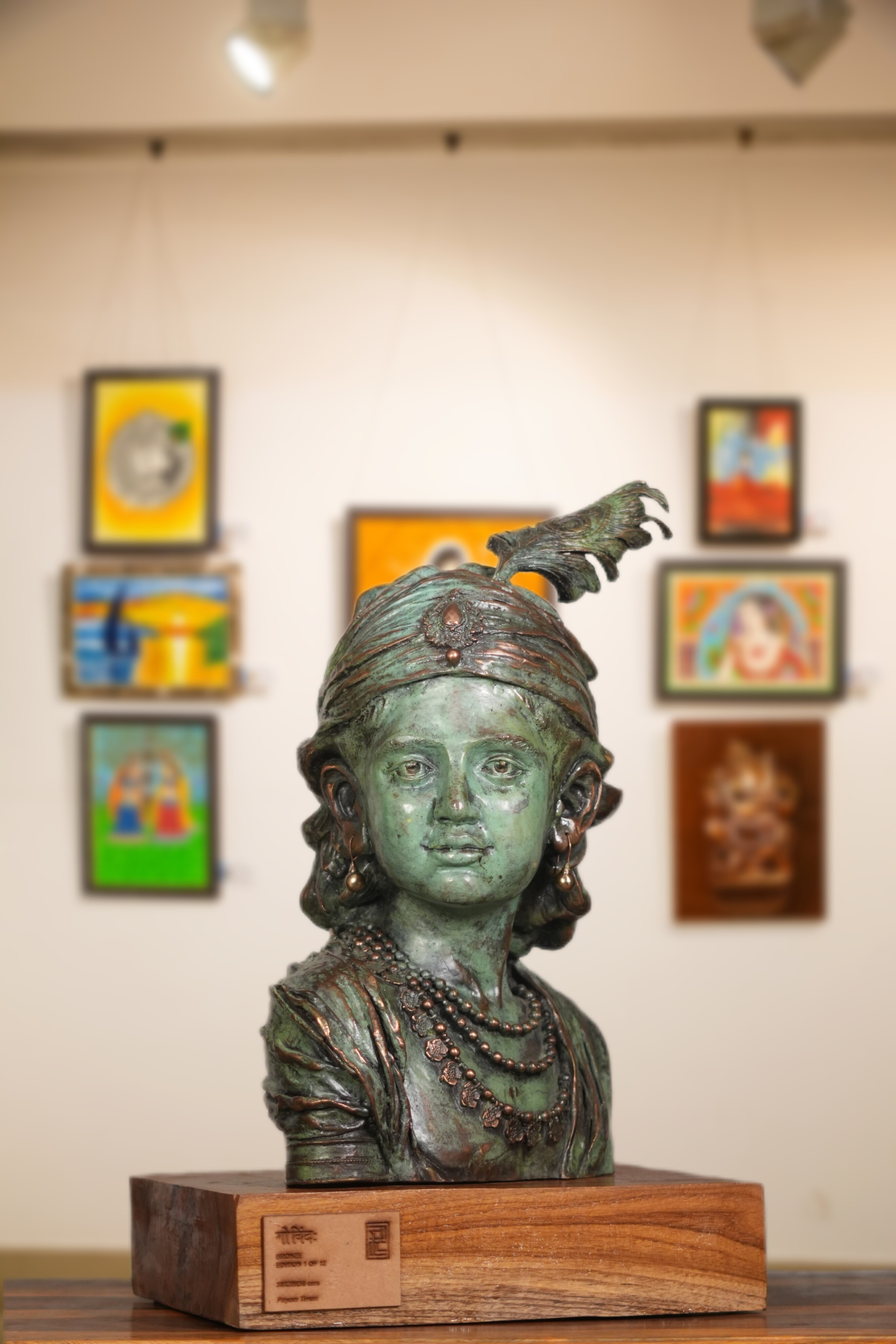Bronze sculpture of Lord Shri Krishna as child