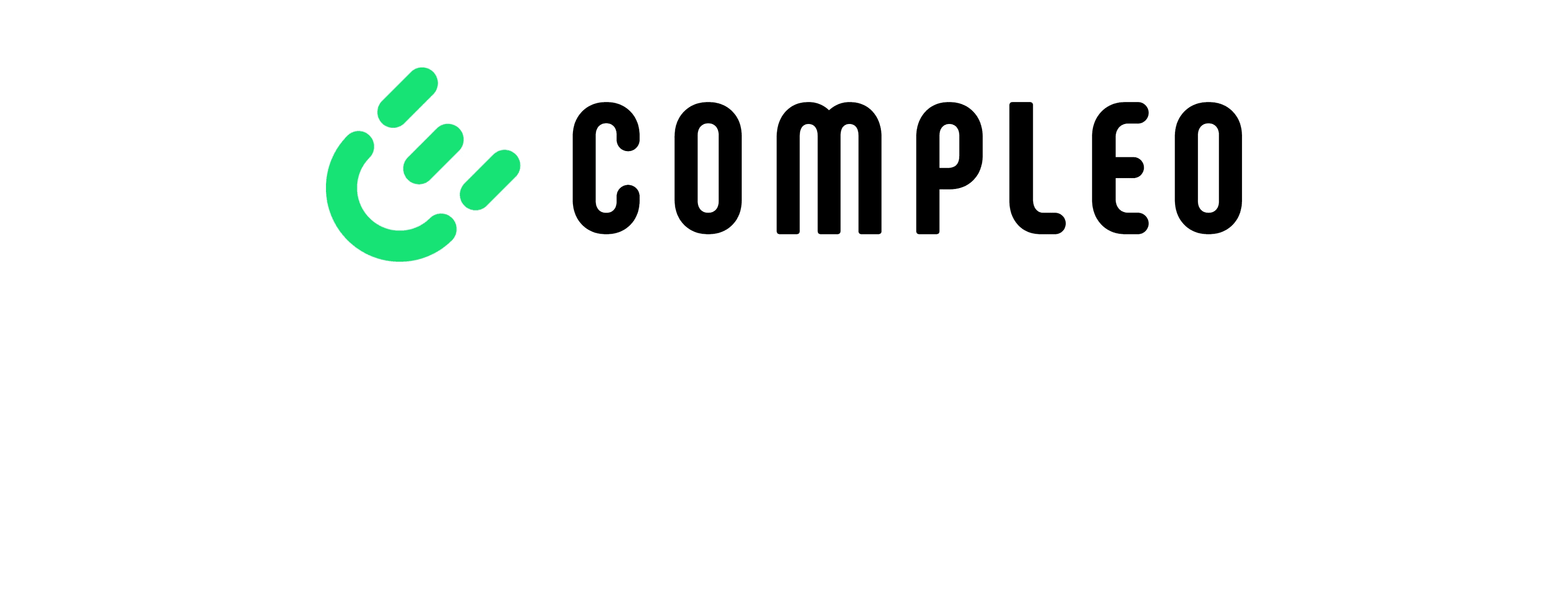 Compleo logo with a welcome message, representing the company's involvement in providing electric vehicle charging solutions and supporting the expansion of electromobility infrastructure in Switzerland