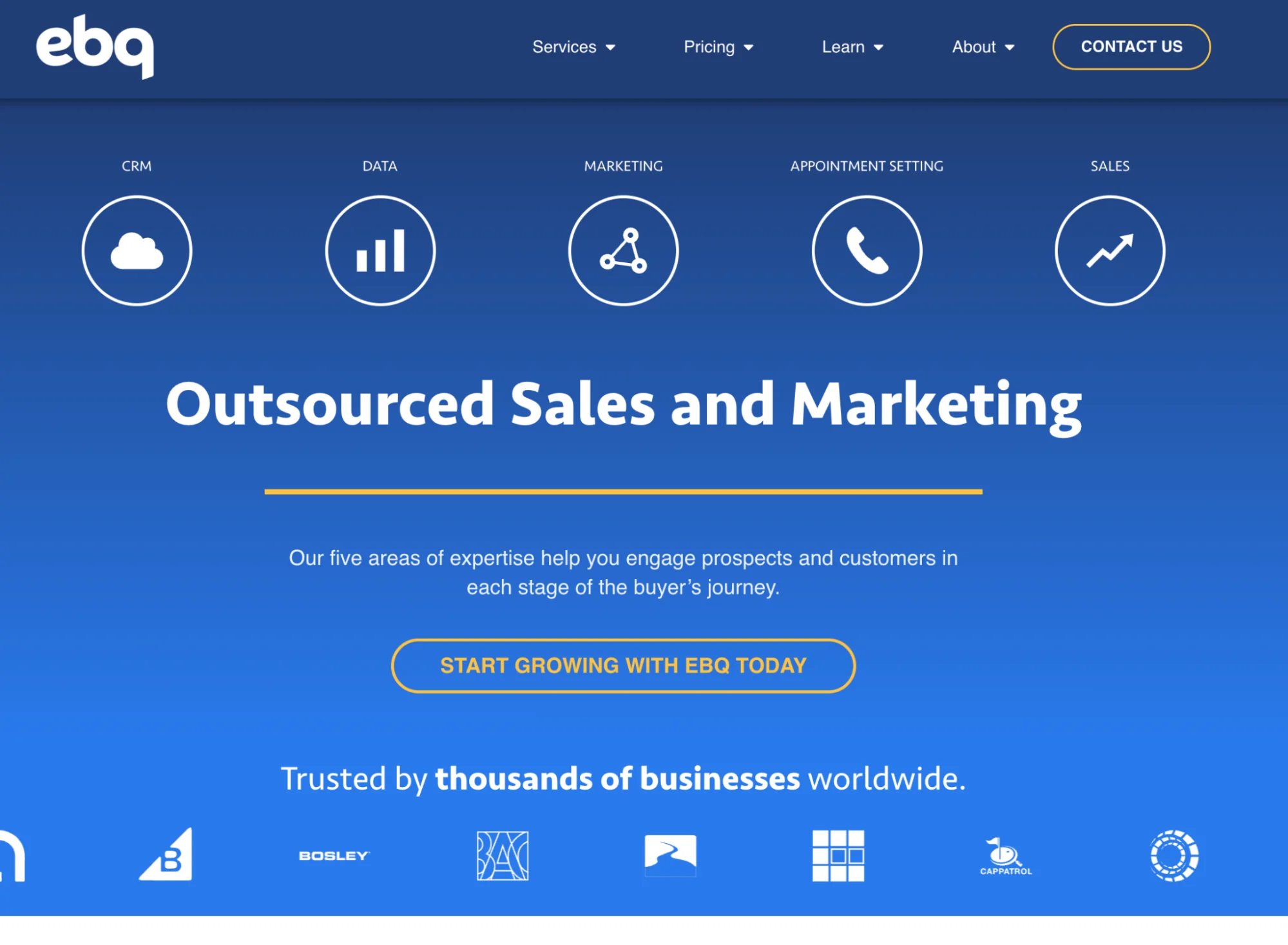 EBQ homepage: outsourced sales and marketing department services for B2B teams