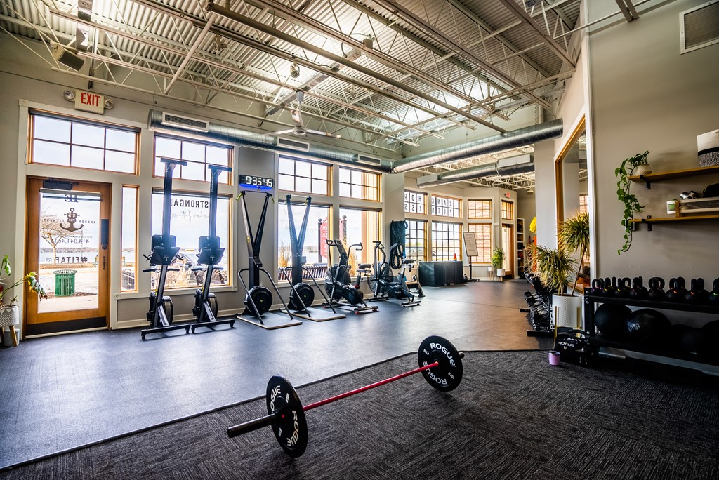 Strength training equipment at Anchor Fitness, Pewaukee, WI
