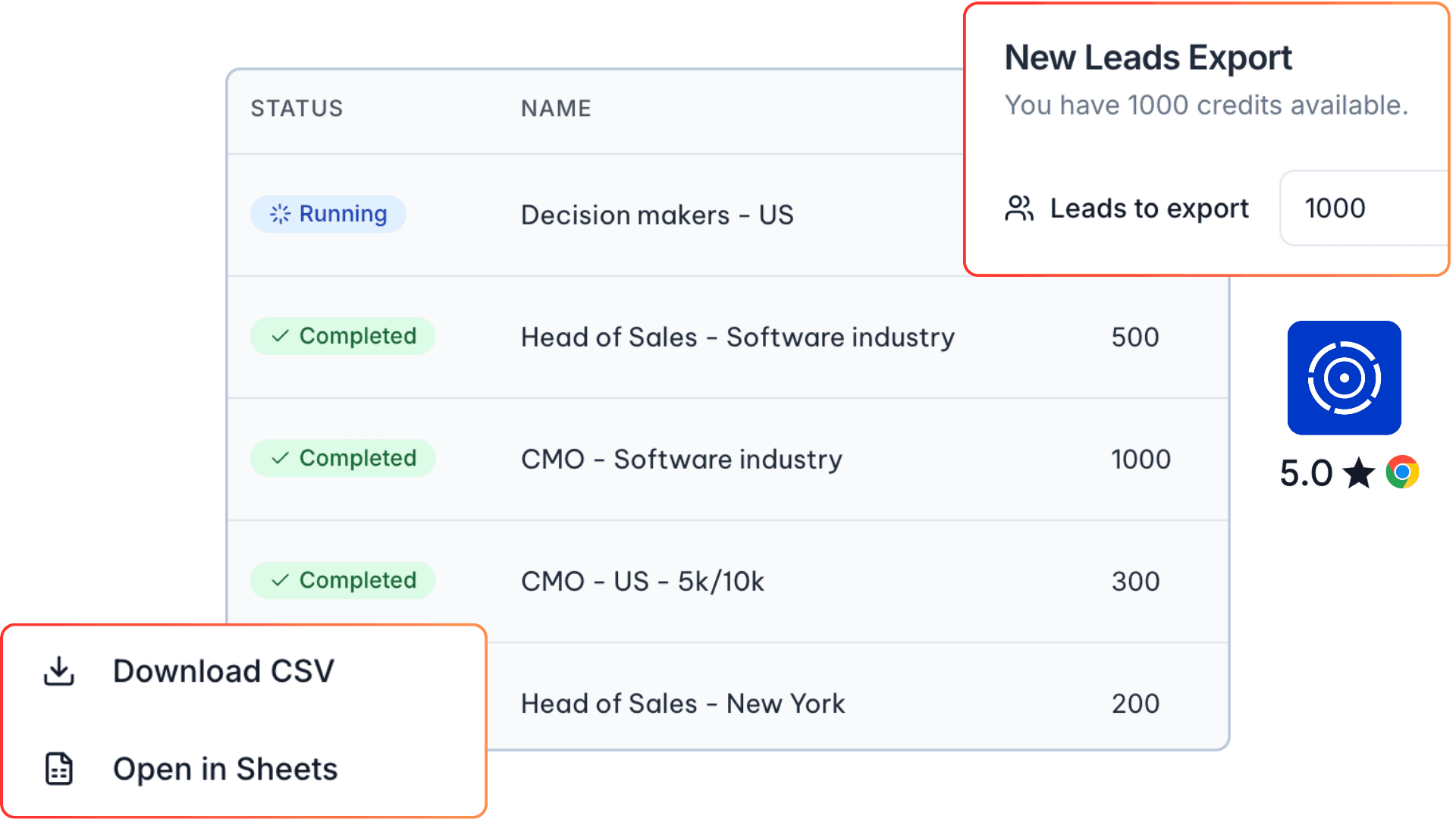 Screenshot of the GiveMeLeads app dashboard