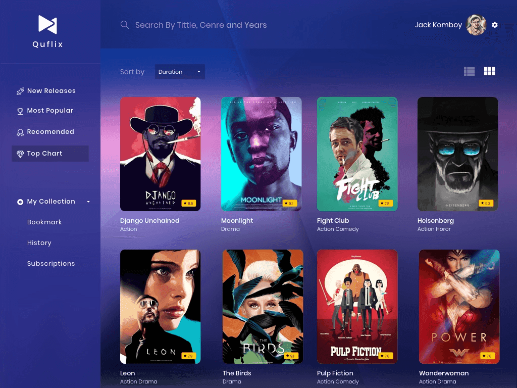 Movie catalog Flutter UI.