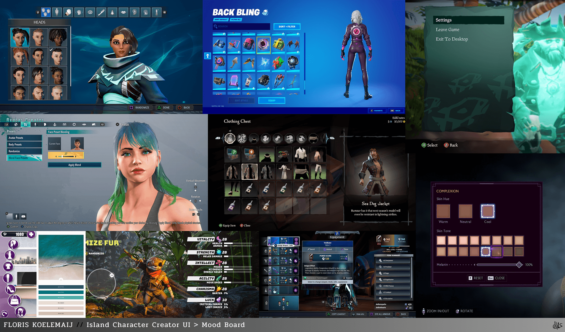 UI peeps challenge island character creator ui design mood board