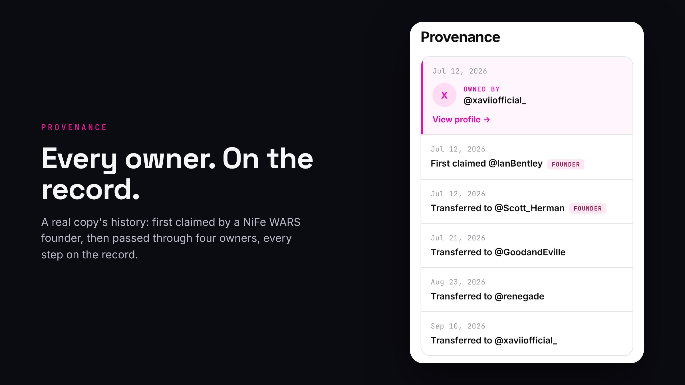Every owner. On the record.
