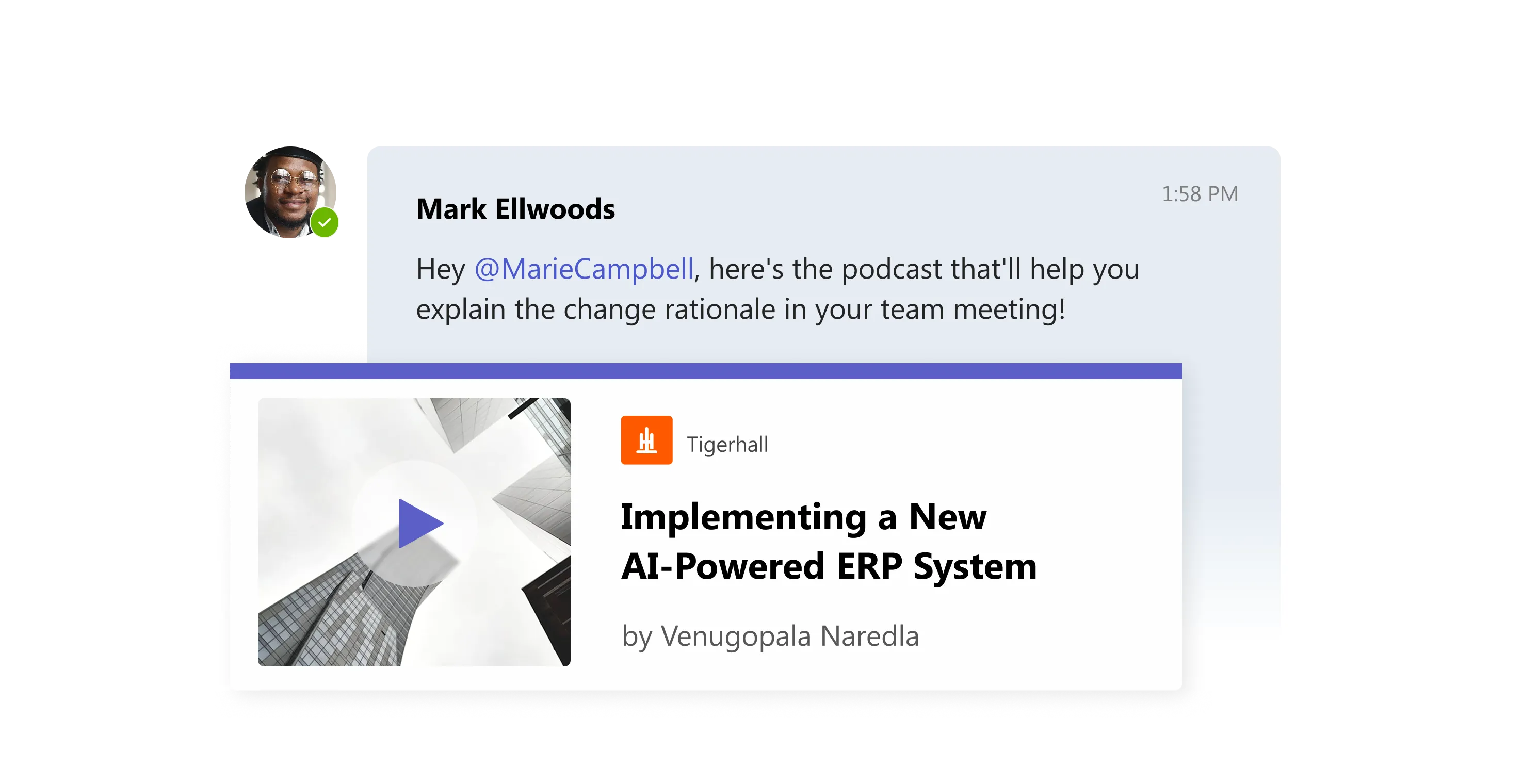 Share curated comms and content through direct chats