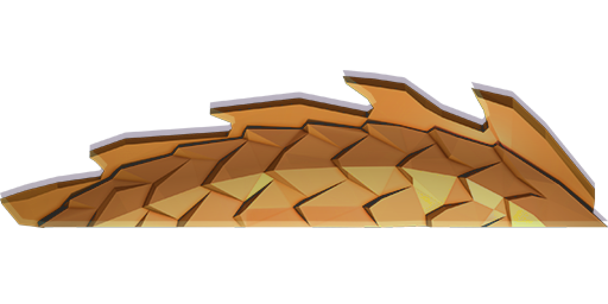 The golden back of the dragon protruding from the footer.