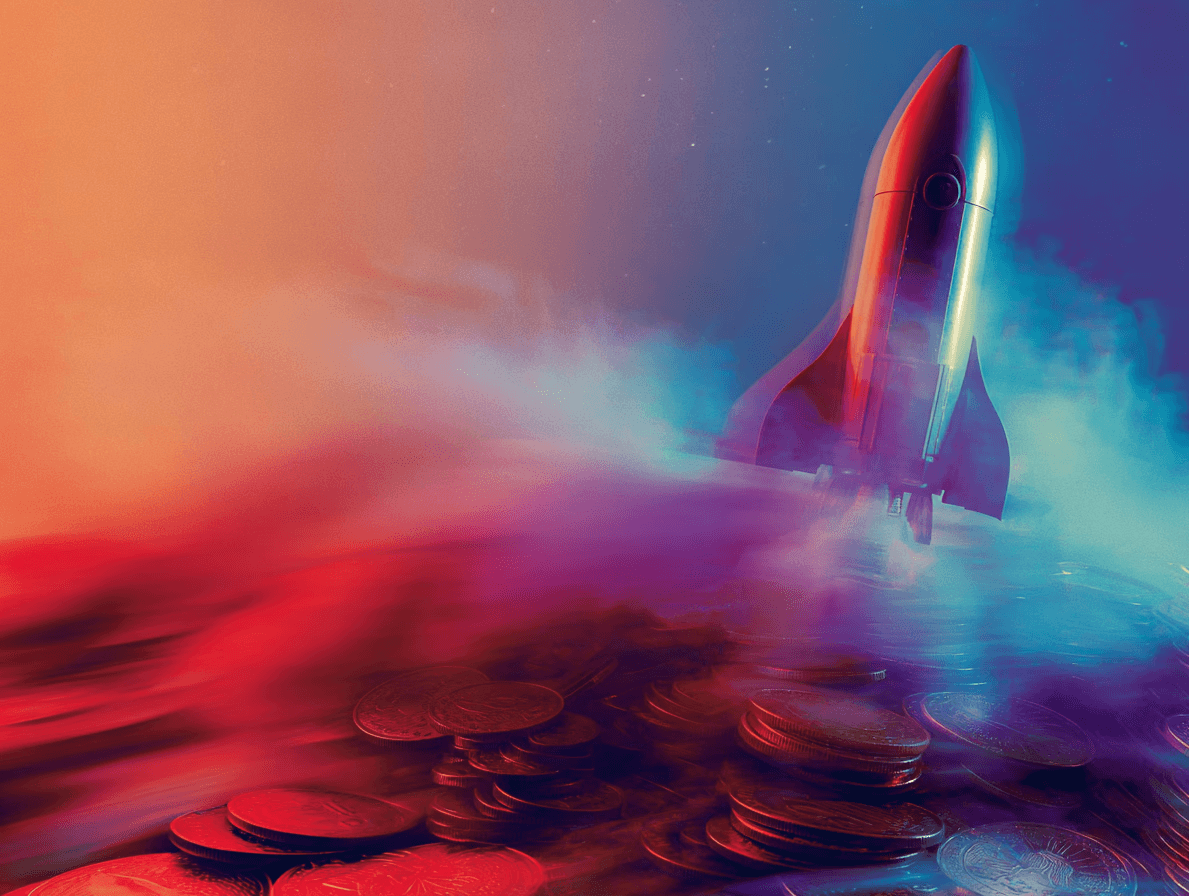 Artistic portrait with red and blue lighting creating a dramatic effect