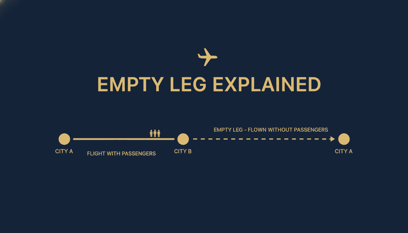 Diagram explaining the empty leg concept - private jet repositioning discount