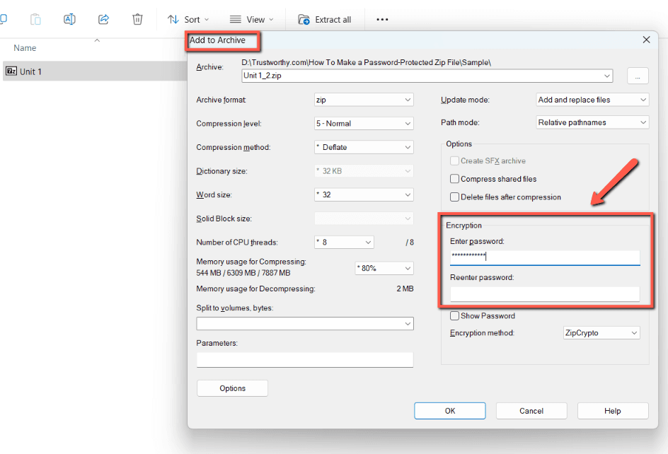 ways to make password-protected zip file