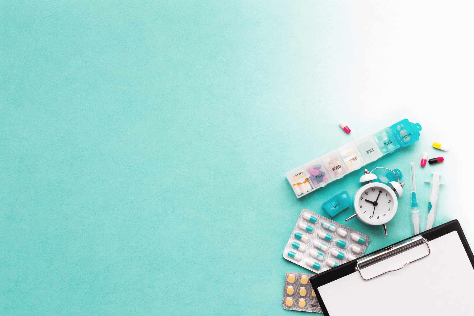 a group of blue chairs
