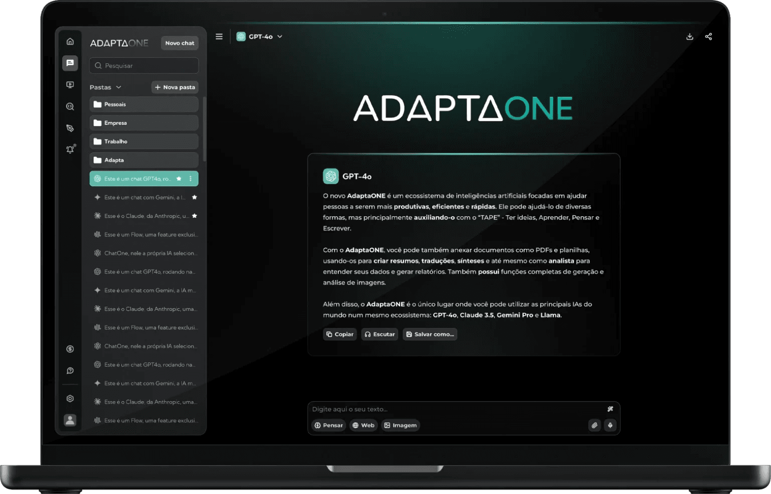 Notebook mostrando o adapta ONE