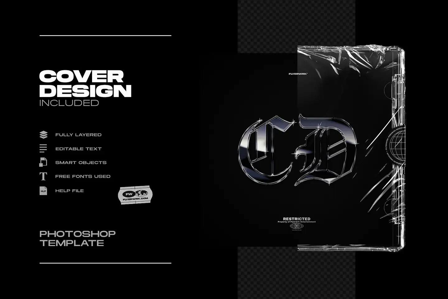 Modern CD jewel case mockup album cover design template with editable layered artwork