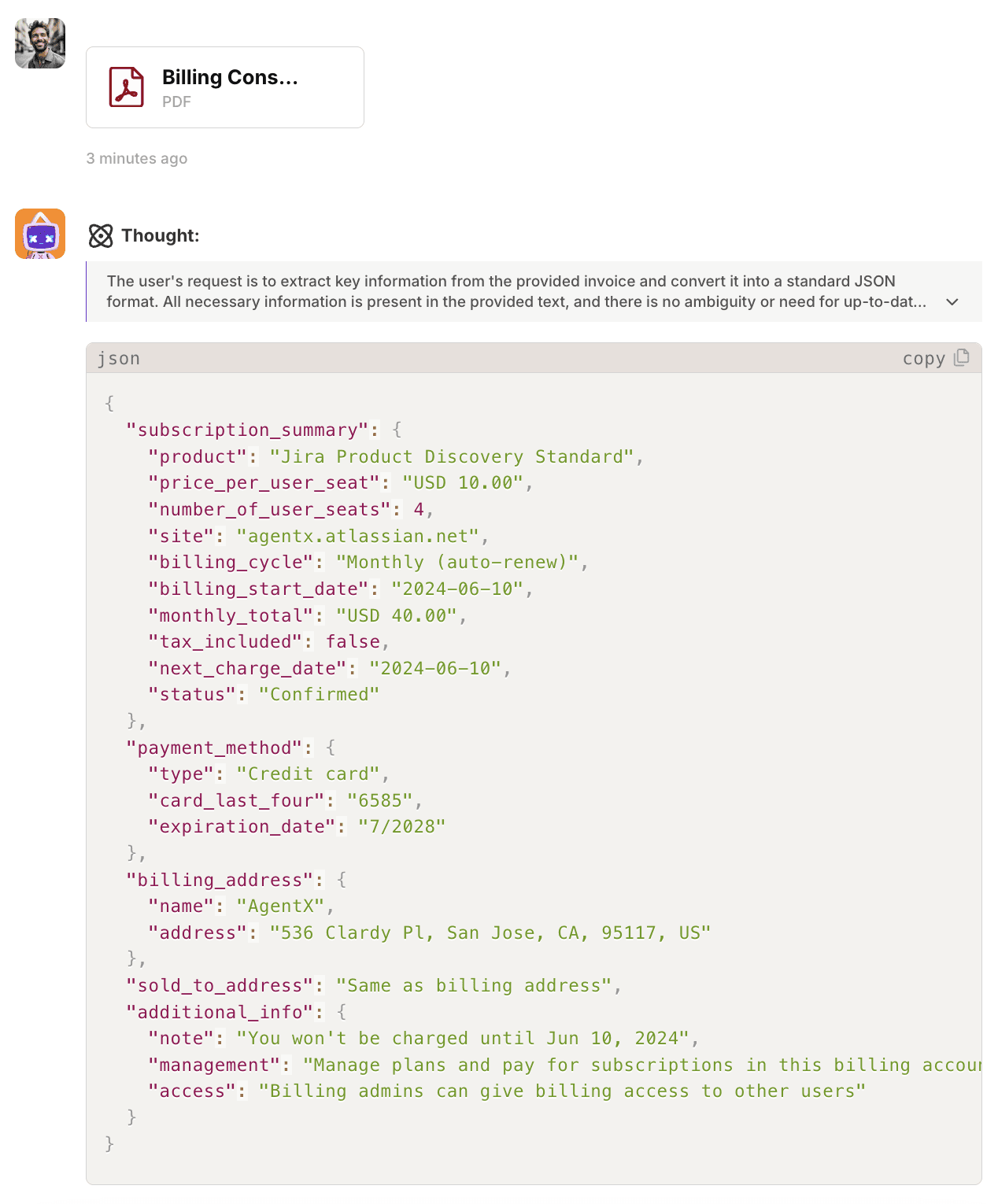 AgentX text extraction file feature