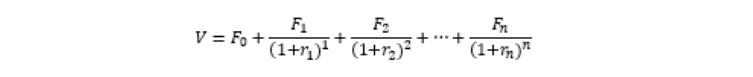 Formule générale développée de la VA d'une séquence de flux - courbe de taux