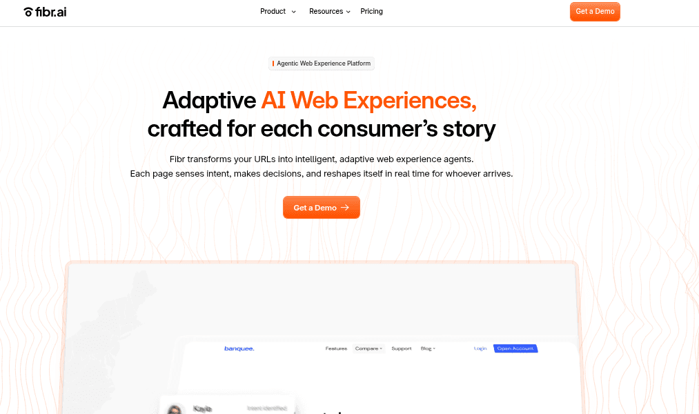 showcasing Fibr AI delivering highly personalized digital customer experiences through AI-powered personalization, optimization, and adaptive web journeys.