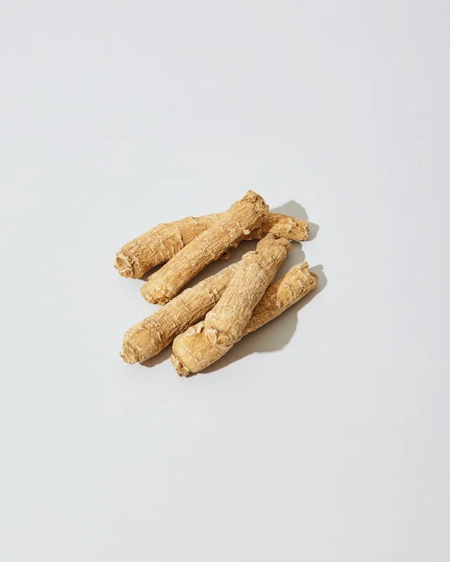 Ginseng root on the white background