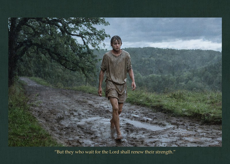 Sacred artwork by Faith and Verse. © Faith and Verse, 2025. All rights reserved. Catholic Saint Wenceslaus holy card—scene of the duke walking barefoot through rain and mud in penitential devotion—5×7 traditional saint scene by Faith and Verse