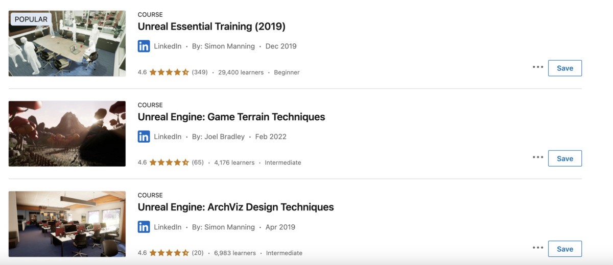 unreal engine linkedin courses