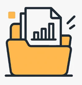Icône rapports auto - Document jaune-orange avec données analyse quotidienne automatique