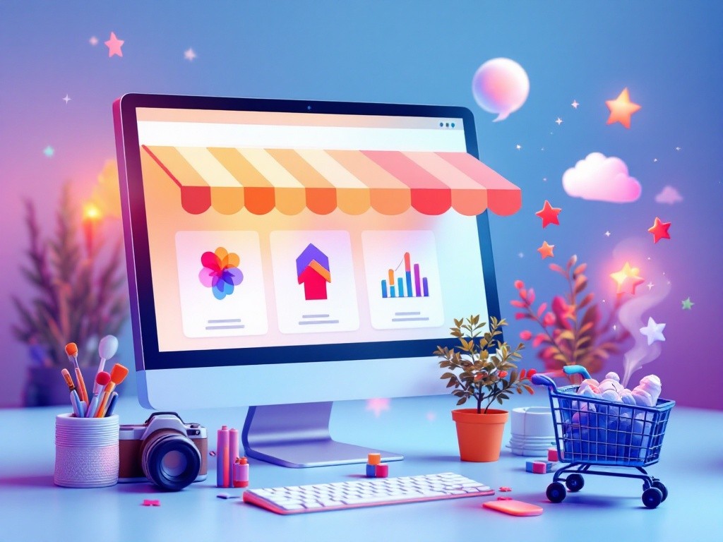 Online shopping on computer