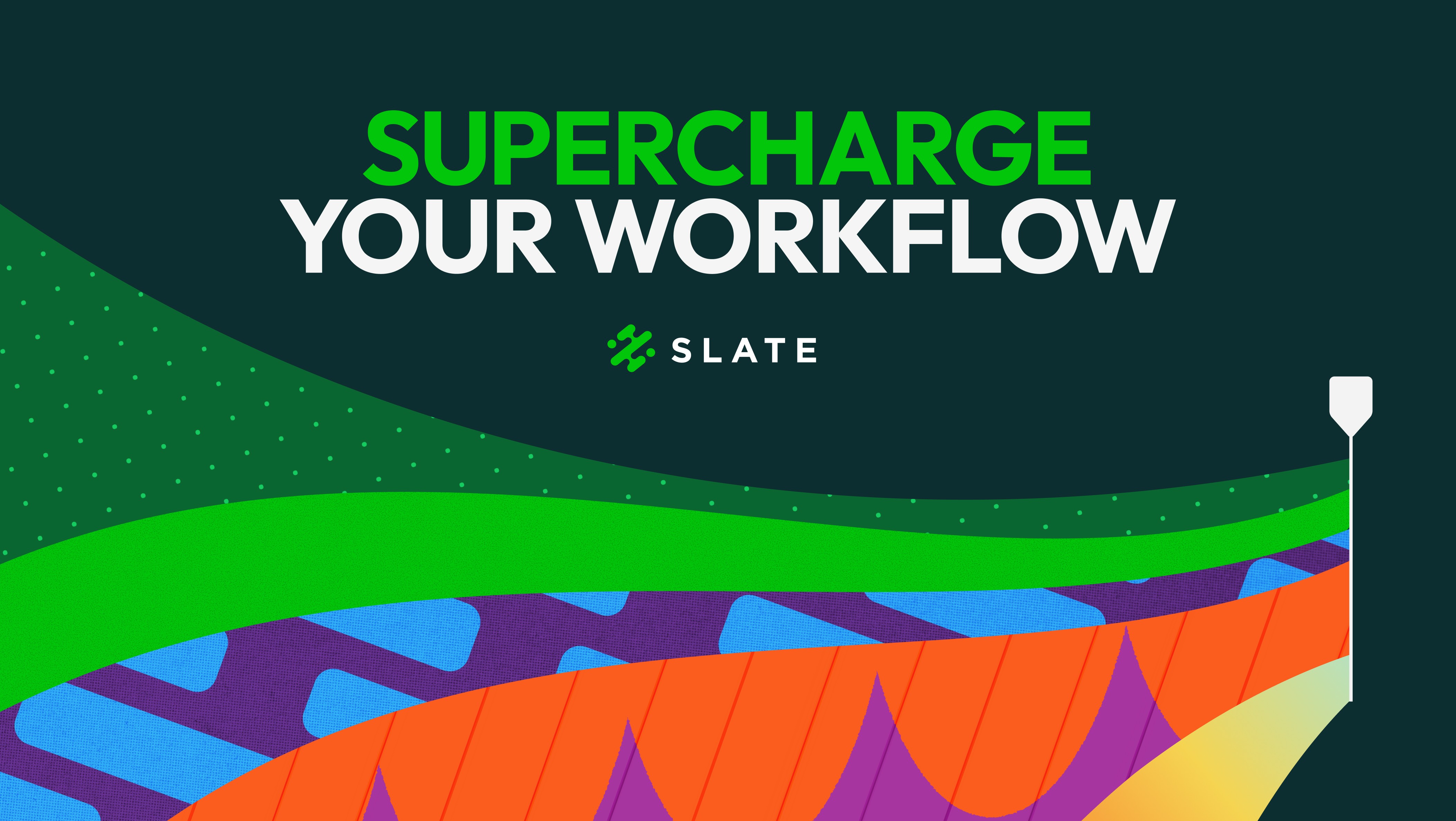 Slate teams, rebrand supercharged workflow, Social teams, Sprint Dept brand strategy 10 day 10-day brand sprints primary studio ragged edge late brand identity design social media content creation platform logo typography system brand guidelines AI-powered video editing tool for social media teams brand management platform interface design screenshot