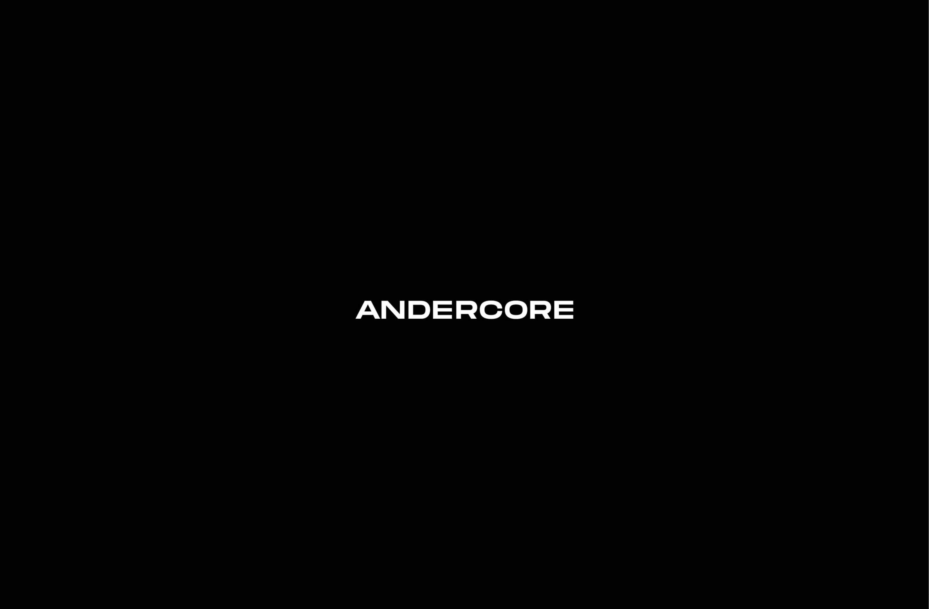 Minimalistic black background featuring the text 'ANDERCORE' in bold white font.