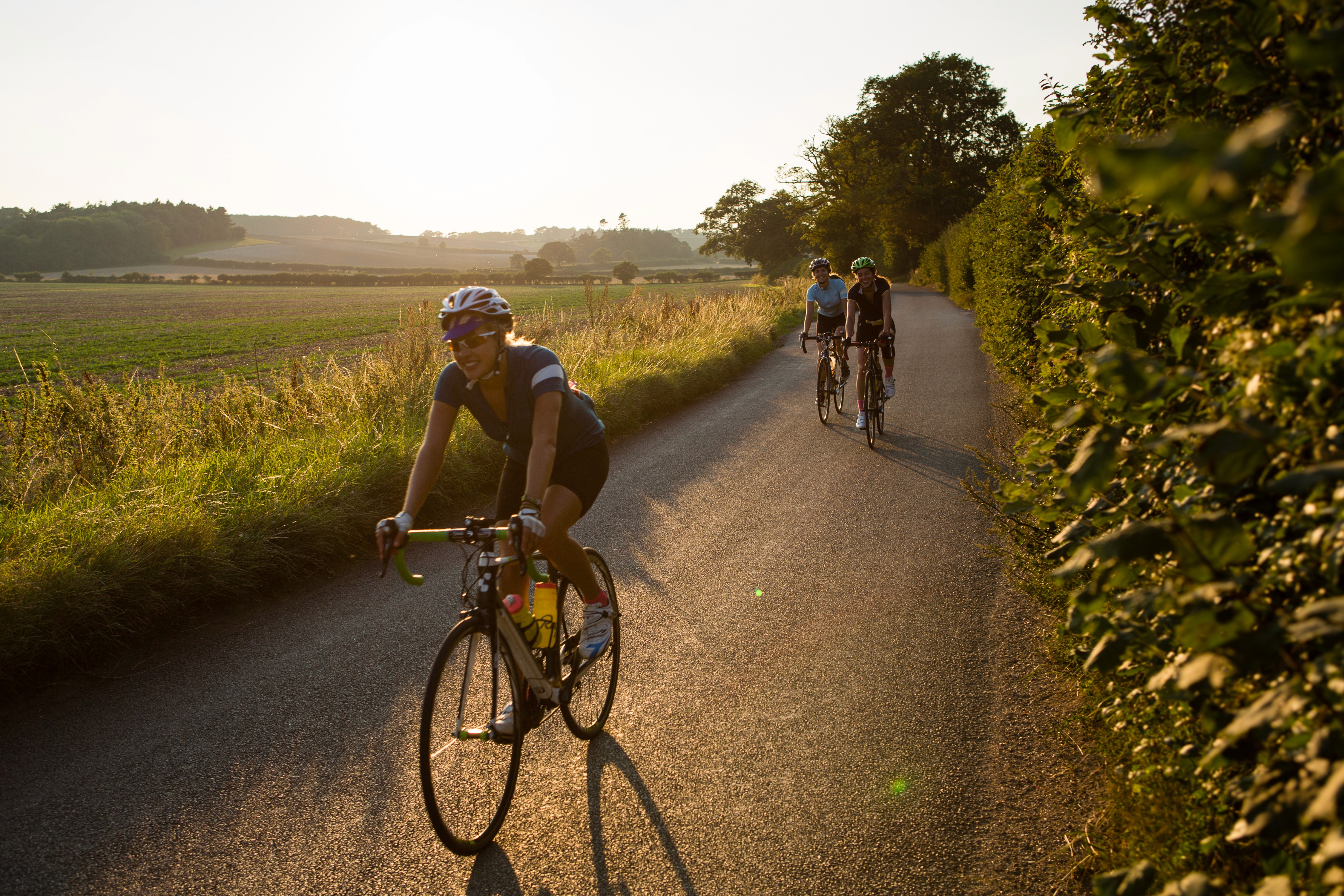 Cyclists on a country road