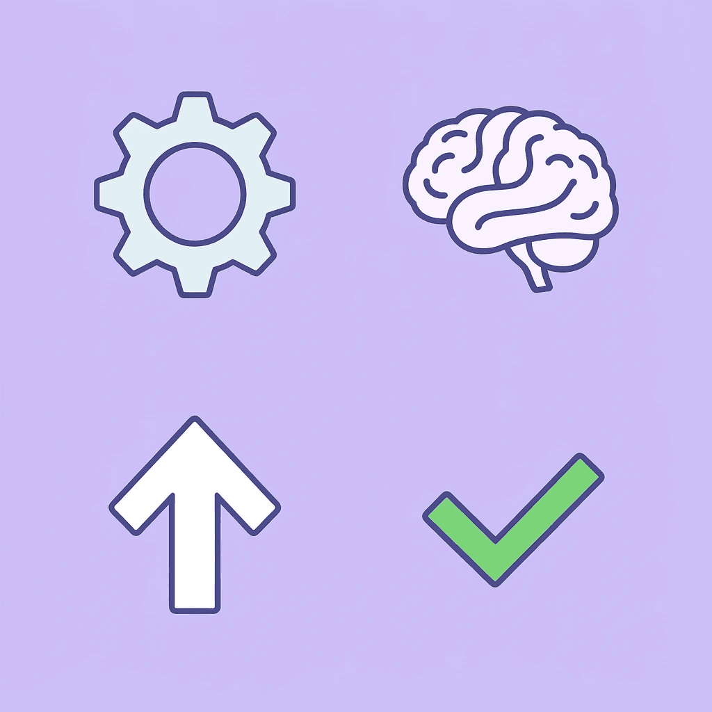 Four-quadrant grid showing automation benefits, prediction capabilities, speed advantages, and adaptive learning features