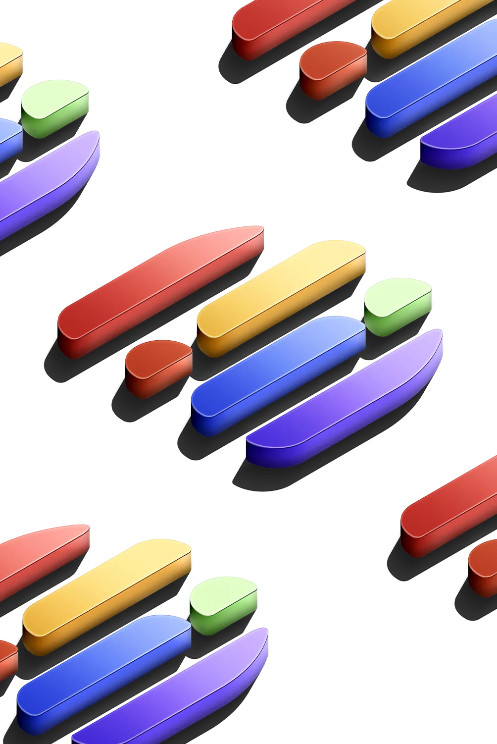 Abstract 3D geometric background with colorful rounded shapes, soft shadows, and modern gradient design elements.