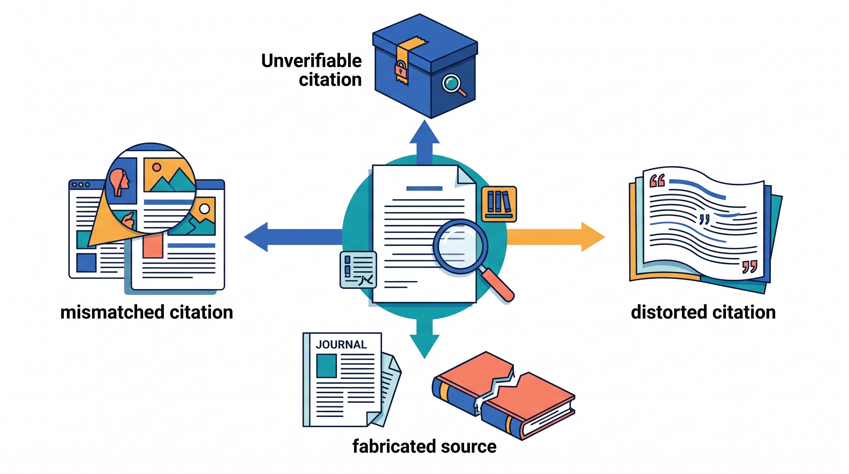 Diagram of four ways an AI-generated citation can fail