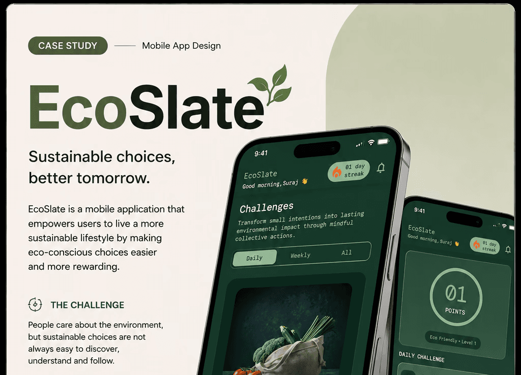 EcoSlate sustainability habit tracker moodboard