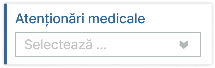 Căutare pacienți cu atenționări medicale importante