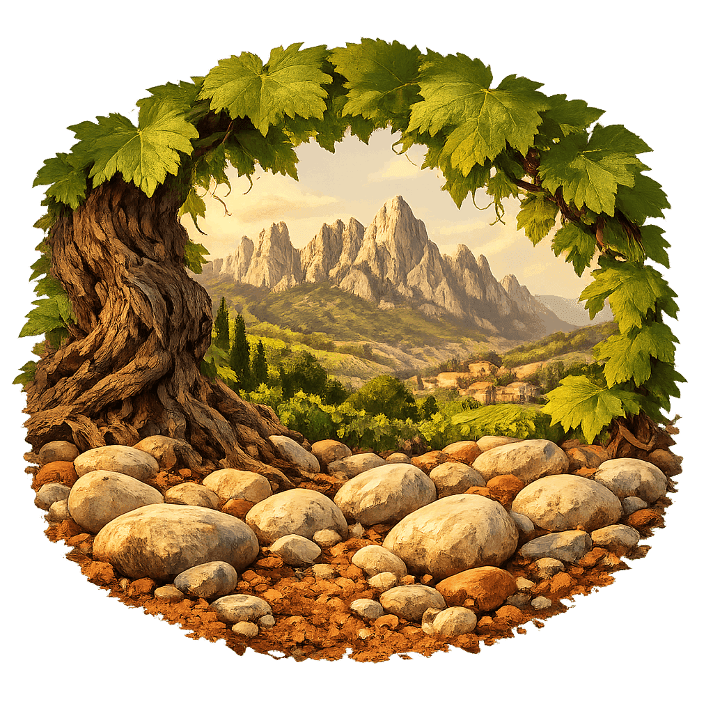 Detailed graphic of the Vacqueyras wine region.