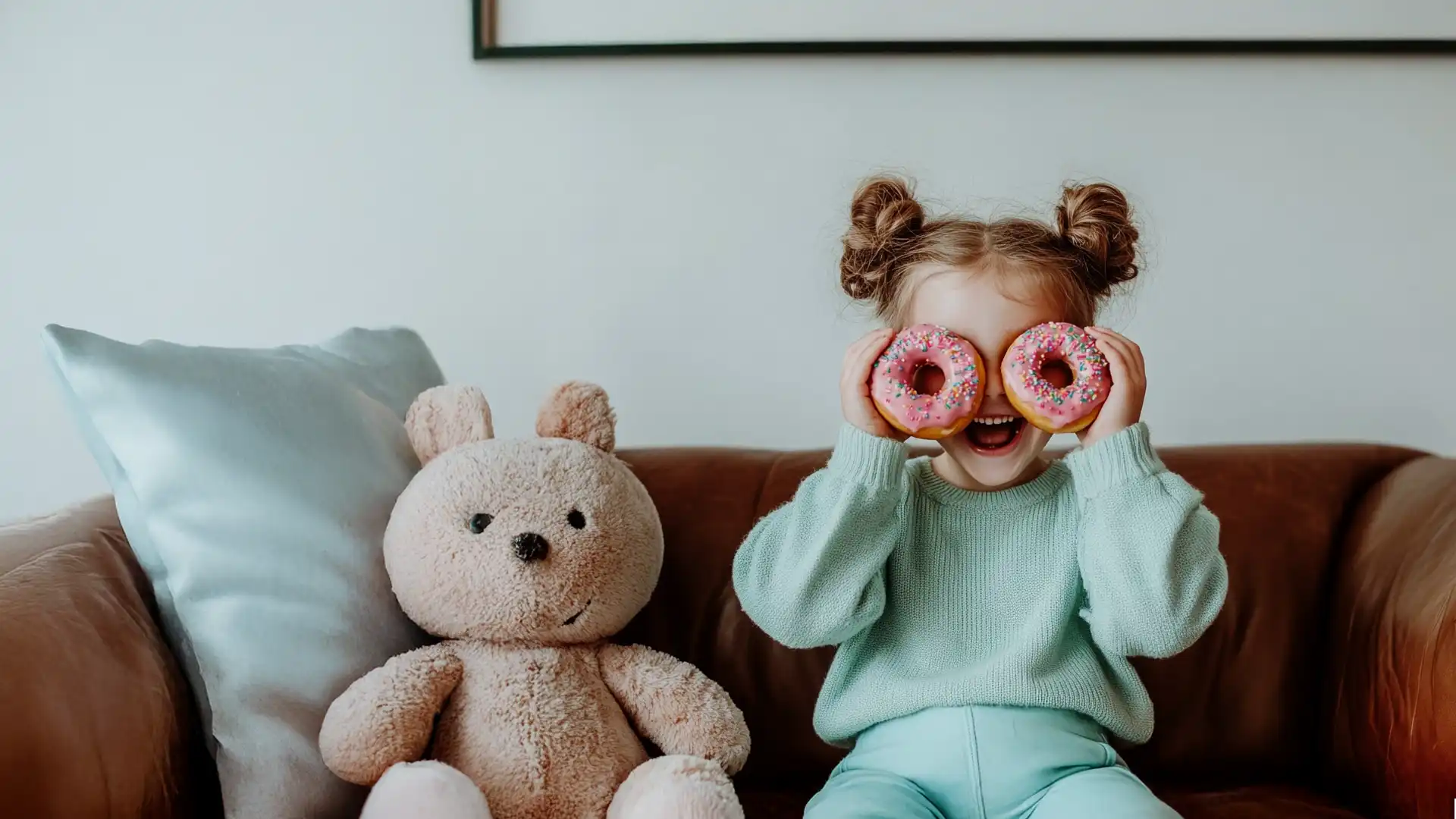 A caring nanny and child cuddling in a cozy bed, illustrating the warmth and security provided by full-time nanny care.