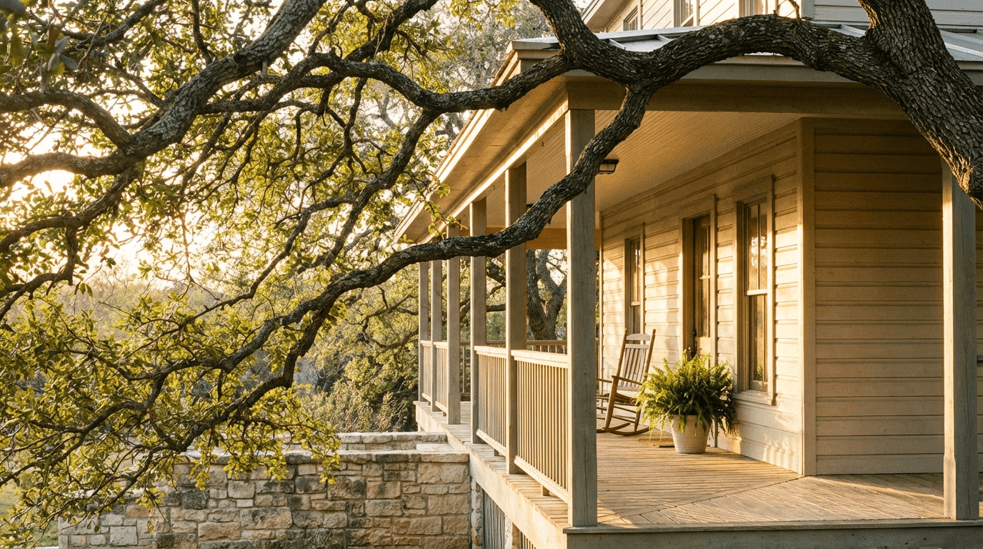 Aerial view of a winding road surrounded by dense green and yellow trees, showcasing nature’s vibrant colors.