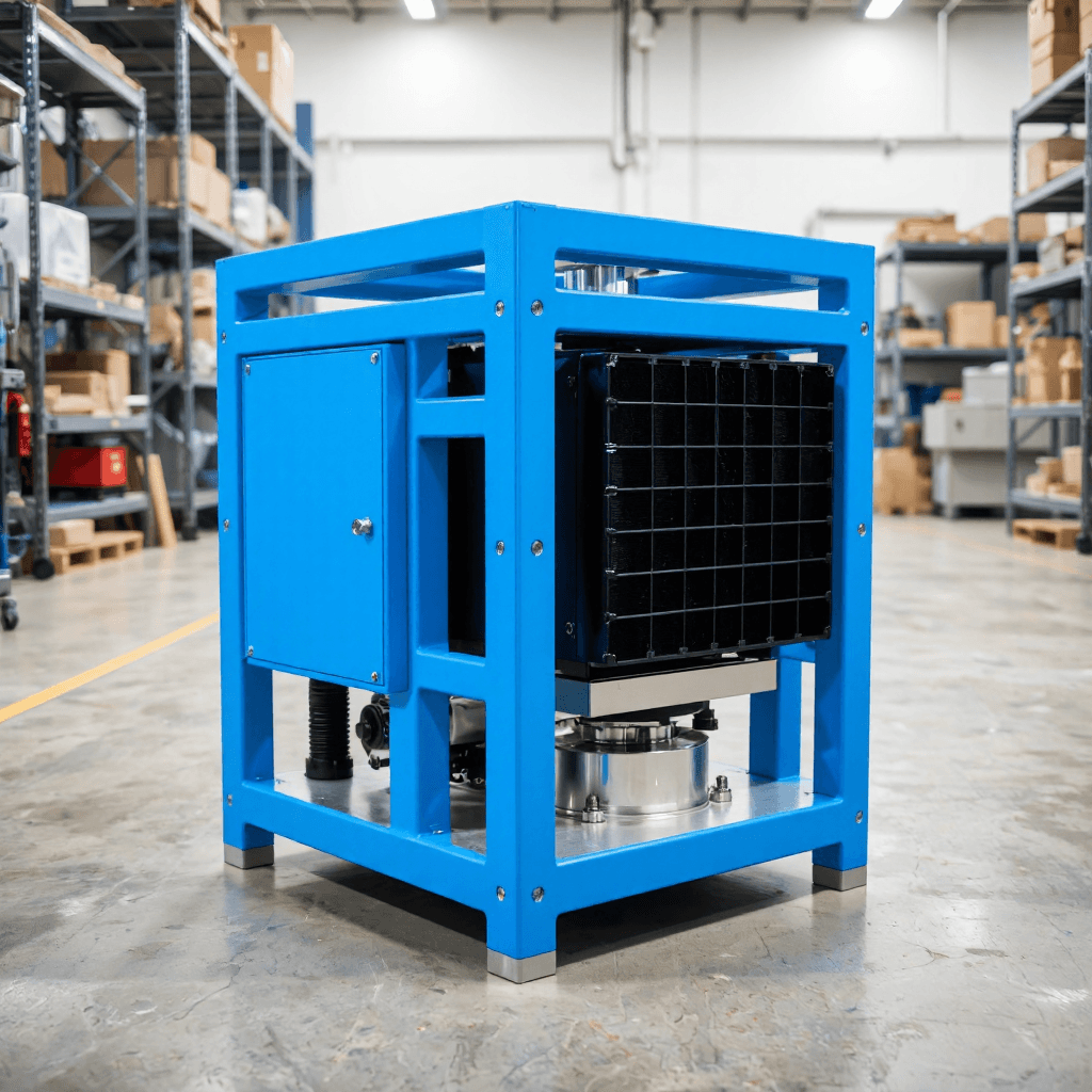 product photography of a device for processing materials, typically used in industrial applications