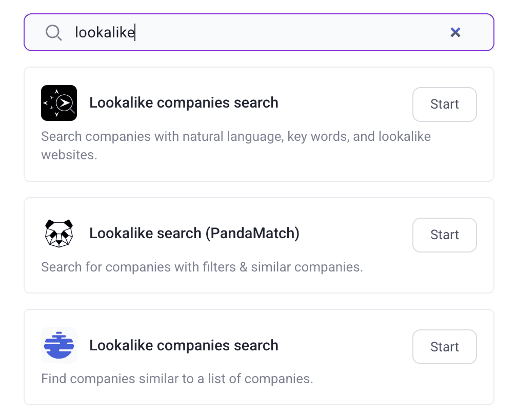 Lookalike providers inside Databar