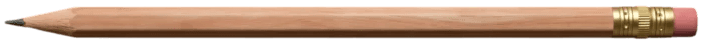 A classic sharpened wooden pencil with a pink eraser on top.