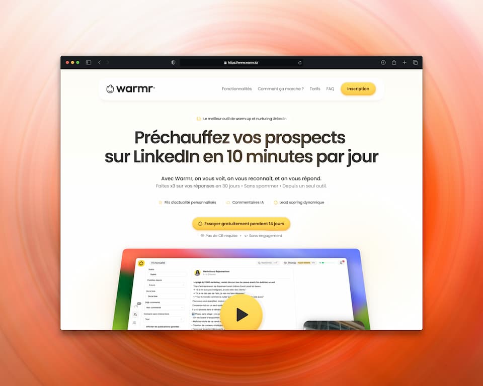 landing page framer saas warmr