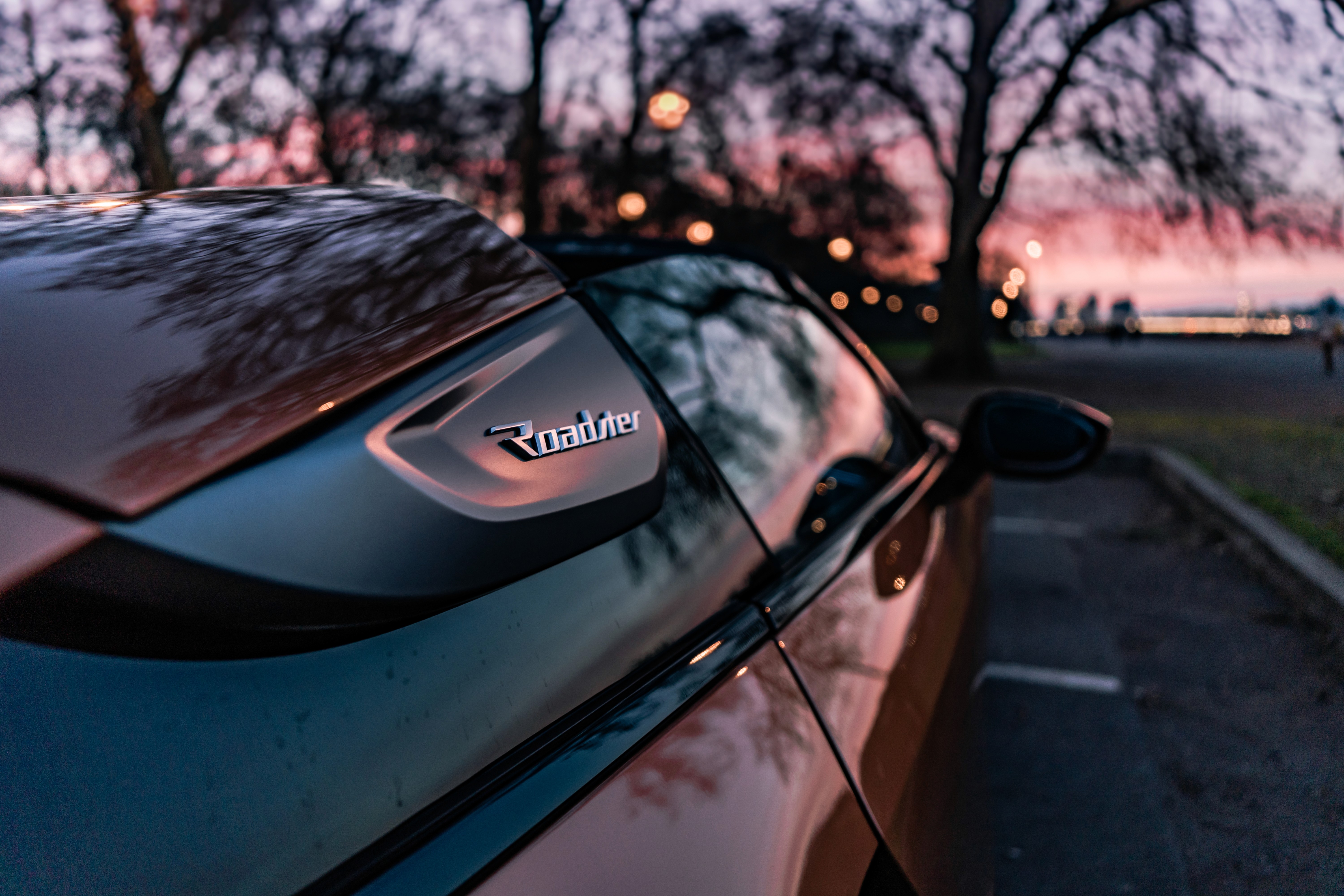Close-up of BMW i8 Roadster side badge sports car