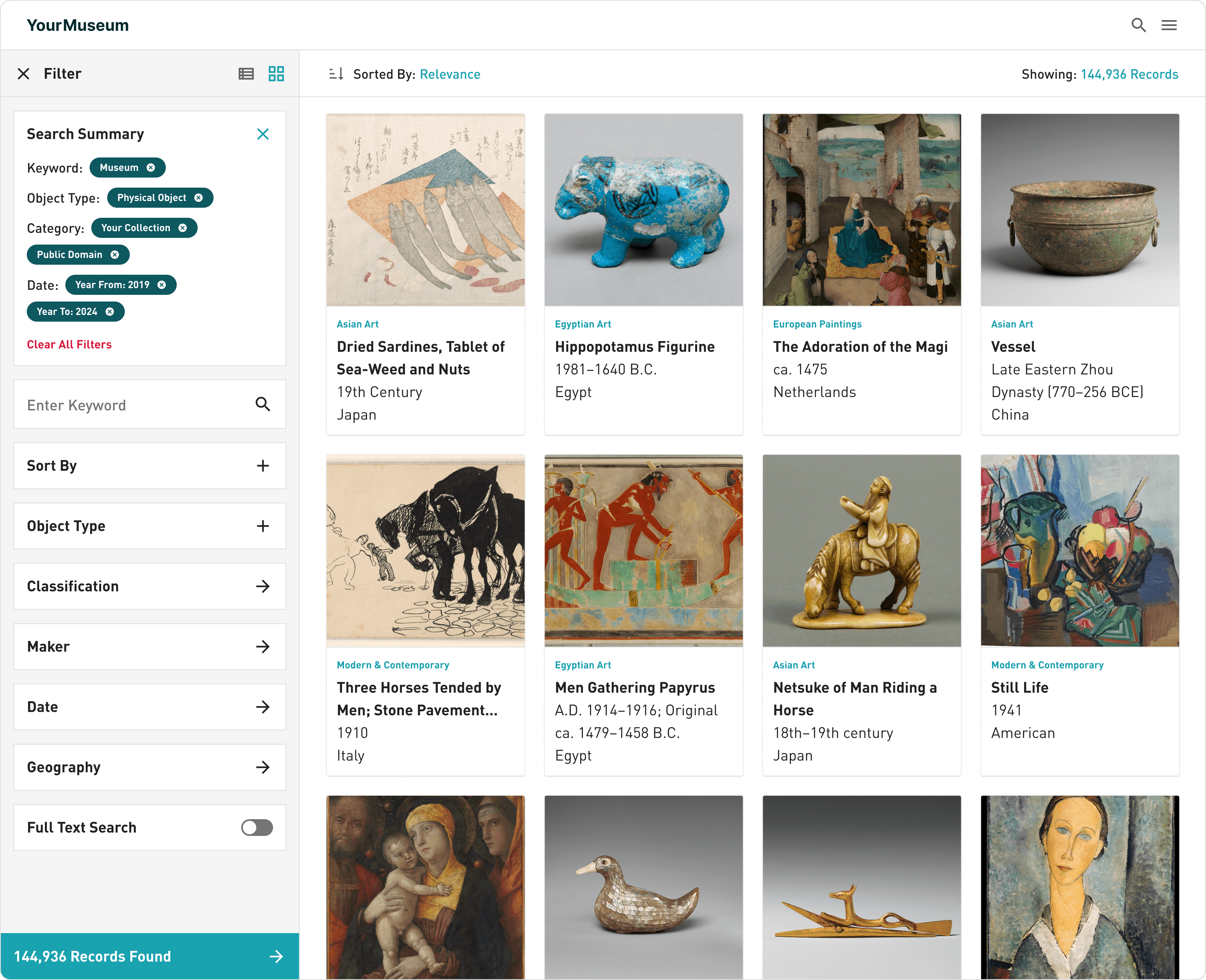 Back-end view of Terentia's Collections Online solution